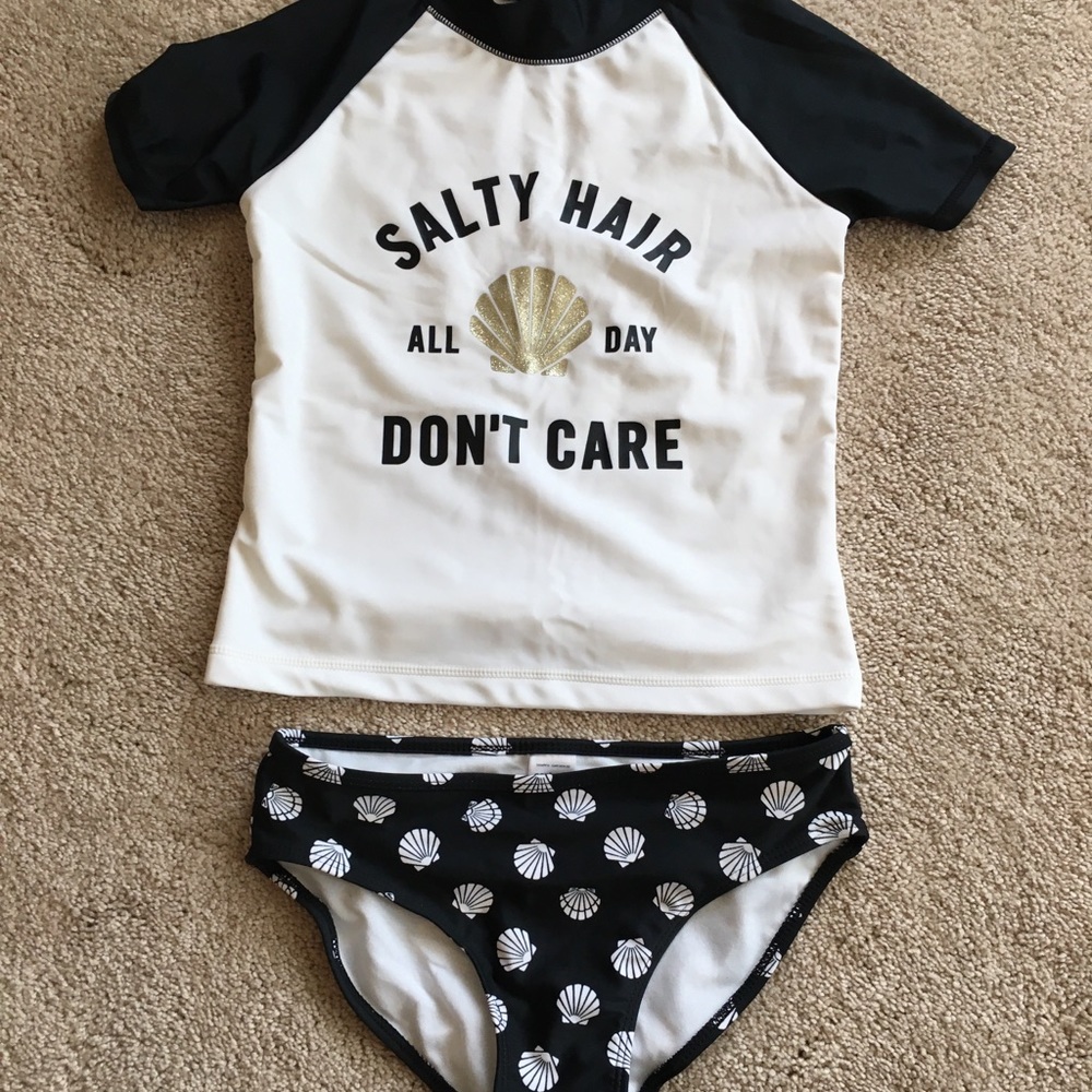 Girls rash guard with matching bottoms